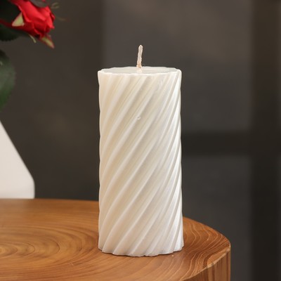 Свеча-цилиндр «Спираль», 5×10 см, жемчужный, 6 ч