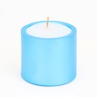 Свеча "Цилиндр" в подсвечнике из гипса малый, 5х3,5см,голубой - Фото 2