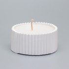 Свеча "Купол" в подсвечнике с узкими гранями из гипса с крышкой,7,5х9 см,белый перламутр - фото 24610721