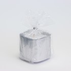 Свеча "Квадрат. Мрамор" в подсвечнике из гипса малый,5х4,5 см,серебро - Фото 4