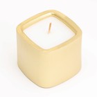 Свеча "Квадрат. Мрамор" в подсвечнике из гипса малый,5х4,5 см,золото - Фото 3