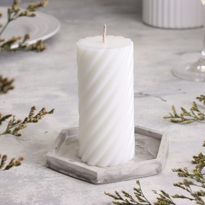 Подсвечник "Шестигранник. Мрамор" из гипса,9,7х11,3х1см, мрамор с чёрными полосками