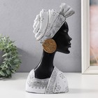 Сувенир полистоун бюст "Африканка в головном уборе с серьгами" серый 13,5х7х27 см - фото 290093460