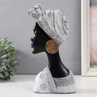 Сувенир полистоун бюст "Африканка в головном уборе с серьгами" серый 13,5х7х27 см - Фото 4
