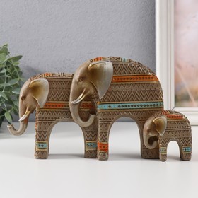 Сувенир полистоун 'Семейство слонов. Африканские узоры' мокко 7х5х15 см