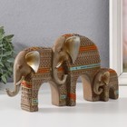Сувенир полистоун "Семейство слонов. Африканские узоры" мокко 7х5х15 см - Фото 2