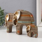 Сувенир полистоун "Семейство слонов. Африканские узоры" мокко 7х5х15 см - Фото 4