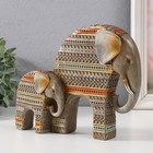 Сувенир полистоун "Слониха и слонёнок. Африканские узоры" мокко 24х6х18 см - Фото 4