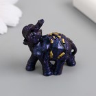 Сувенир полистоун "Сине-фиолетовый слон с попоной и золотом" 4х2х4 см - Фото 1