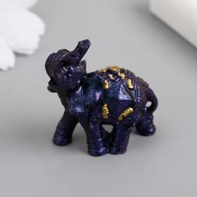 Сувенир полистоун ′Сине-фиолетовый слон с попоной и золотом′ 4х2х4 см в Донецке