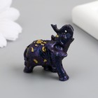 Сувенир полистоун "Сине-фиолетовый слон с попоной и золотом" 4х2х4 см - Фото 2