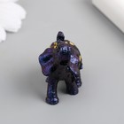 Сувенир полистоун "Сине-фиолетовый слон с попоной и золотом" 4х2х4 см - Фото 4