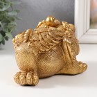 Нэцке золото полистоун "Золотая жаба с монетой" 15,7х12х9,5 см - фото 8101662