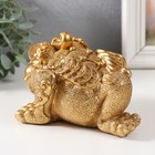 Нэцке золото полистоун "Золотая жаба с монетой" 15,7х12х9,5 см - фото 8101663