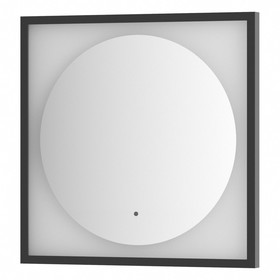 Зеркало в багетной раме с LED-подсветкой 12 Вт, 60x60 см, ИК - выключатель, тёплый белый свет, чёрна
