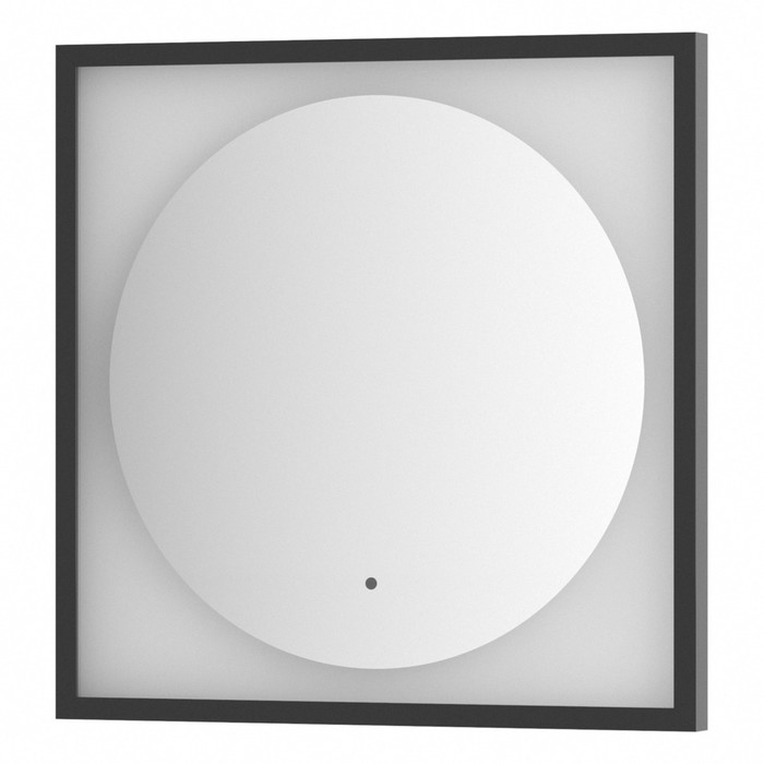 Зеркало в багетной раме с LED-подсветкой 12 Вт, 60x60 см, ИК - выключатель, тёплый белый свет, чёрна - Фото 1