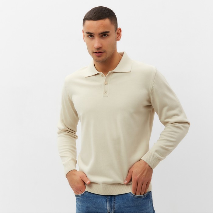 Джемпер поло мужской MINAKU: Knitwear collection, размер 48, кремовый - Фото 1