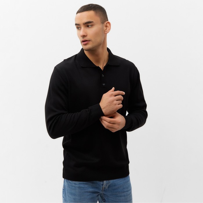 Джемпер поло мужской MINAKU: Knitwear collection, размер 48, чёрный - Фото 1
