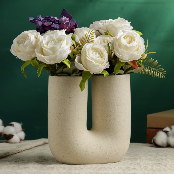 Ваза для цветов «Кьелл», 17×16 см, керамика, бежевая