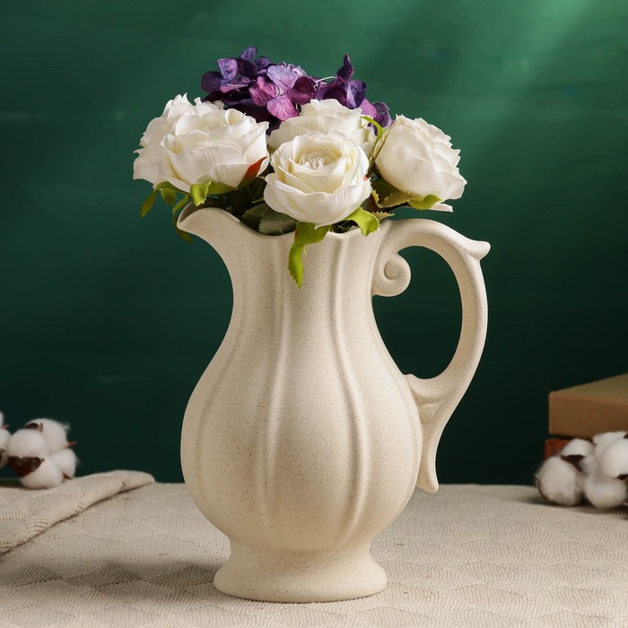 Ваза для цветов «Кувшинчик», 22×17 см, керамика, бежевая