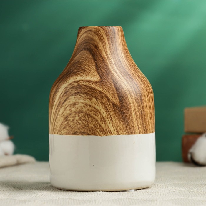 Ваза для цветов Теа, 15×10 см, керамика, белая, коричневая - Фото 1