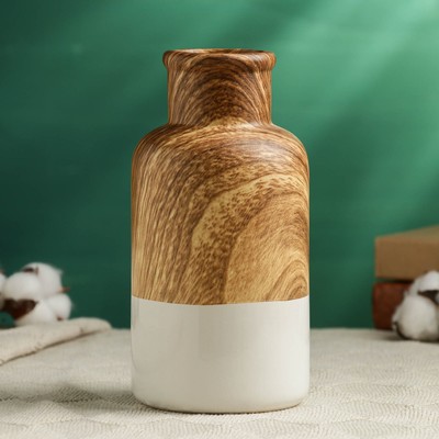 Ваза Теа, 20×10 см, керамика, белая, коричневая