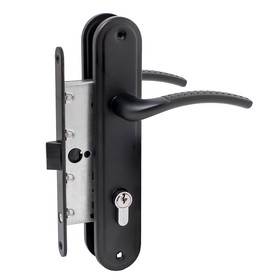 Замок врезной АЛЛЮР ЗВ 7-132/85 BL, с ручкой, матовый черный