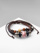 Браслет кожа "Хиппи" бусина, цвет коричневый,d=6см - фото 809267233