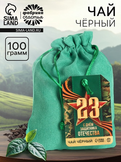 Чай подарочный «23 февраля» в подарочном мешочке, 100 г