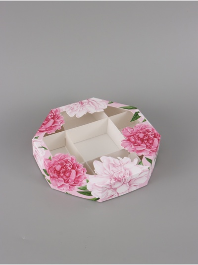 Коробка кондитерская складная, упаковка «Пионы», 27×27×5 см