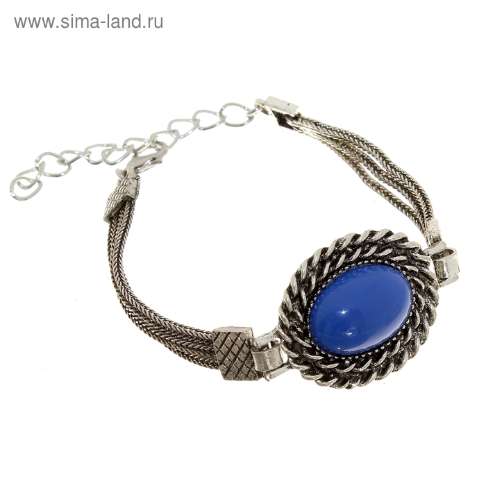 Браслет-ассорти «Афродита», цвет синий в чернёном серебре - Фото 1