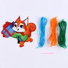 Вышивка пряжей на новый год «Бёлочка с подарком» на картоне, набор для творчества - Фото 3