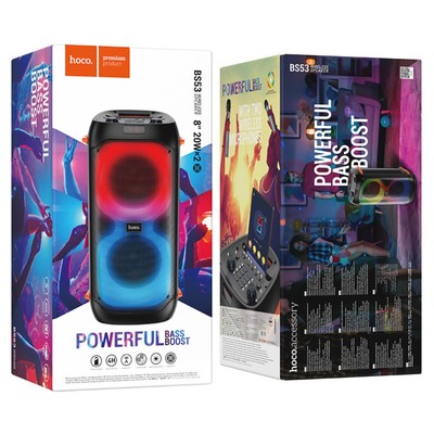 Портативная колонка Hoco BS53, 3600 мАч, BT5.1,20 Вт*2, TF card,USB, AUX, FM-радио, чёрная