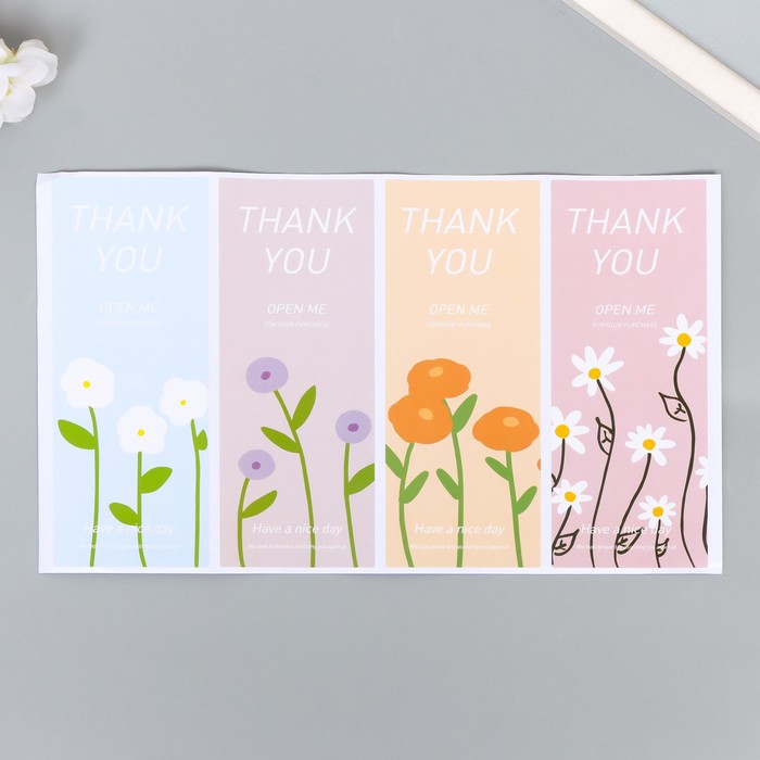 Наклейка бумага благодарность "Цветы" набор 40 шт 15х24 см - Фото 1