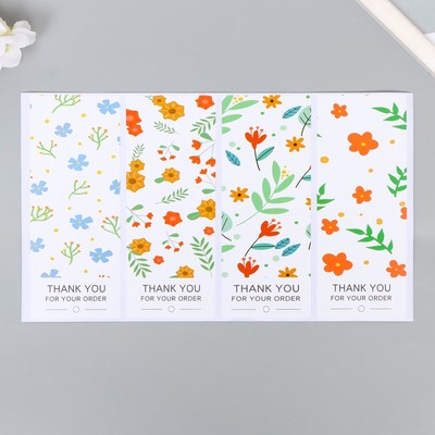 Наклейка бумага благодарность "Мелкие цветочки" набор 40 шт 15х24 см