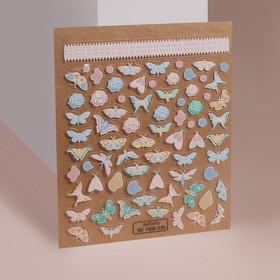 Наклейки для ногтей «Бабочки и цветы», объёмные, разноцветные