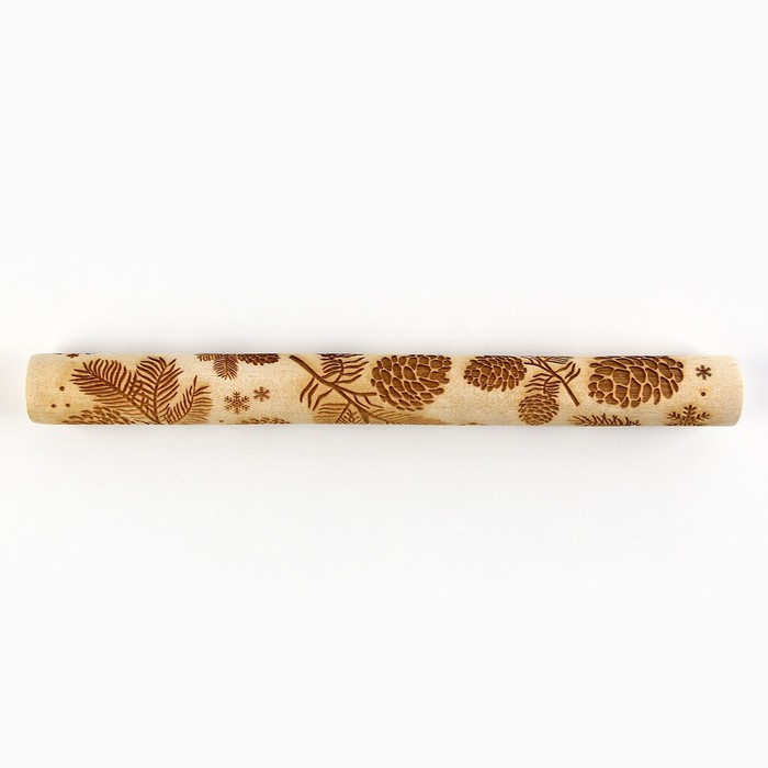 Скалка деревянная с узорами «Шишки» для выпечки, 30 см - фото 1907941920