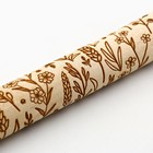 Скалка деревянная с узорами «Цветочный луг» для выпечки, 30 см - Фото 4