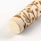 Скалка деревянная с узорами «Цветочный луг» для выпечки, 30 см - фото 9292749