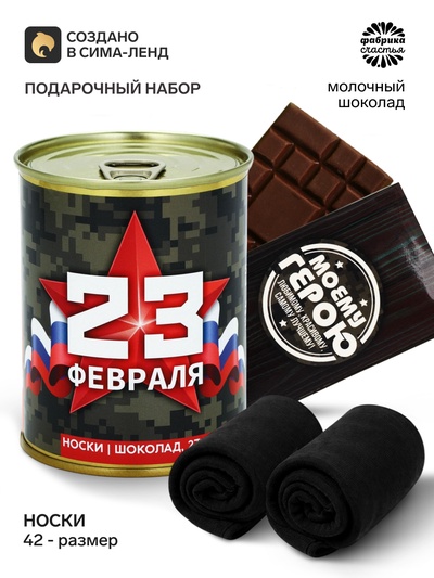 Подарочный набор «23 Февраля», носки + шоколад