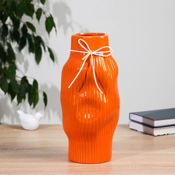 Ваза керамика настольная "Блез" форма, 32 см, оранжевый - Фото 1