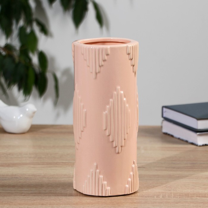 Ваза керамика настольная "Вета" 23 см, розовый - Фото 1