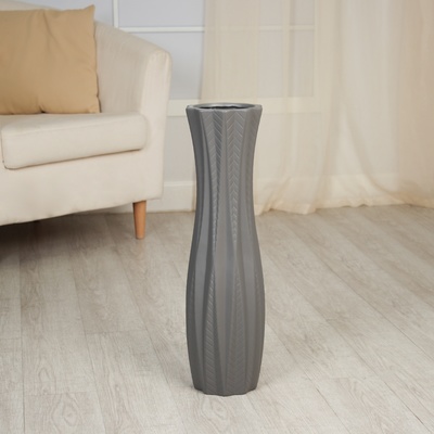 Ваза напольная «Элиза», геометрия, h=60 см, керамика, серая