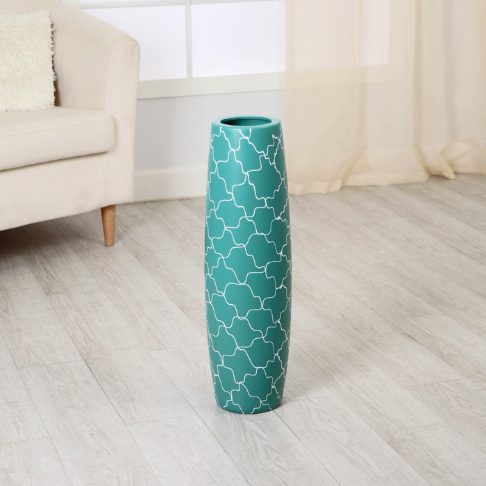 Ваза напольная «Рогнеда», h=60 см, керамика, бирюзовая - Фото 1