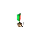 Мормышка Жук зелёный, чёрная полоска, красное брюшко + шар золото бензин, вес 0.9 г - Фото 2
