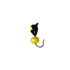 Мормышка Капля чёрная, лайм глаз + шар гранен жёлтый 1.1 г - Фото 2