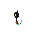 Мормышка Таблетка чёрная, лайм глаз + бисер, вес 0.9 г - Фото 2