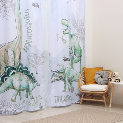 Шторы портьерные «Этель» Dino world, 145×260 см, 2 шт., 140 г/м²