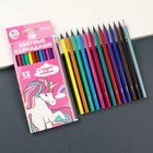 Карандаши цветные 12 цветов + чернографитный карандаш "Единорог", Минни и единорог - фото 7903926