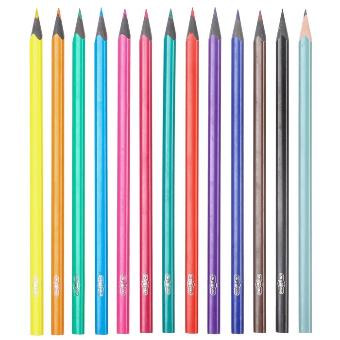 Карандаши цветные 12 цветов "Смешарики" + чернографитный карандаш, Смешарики